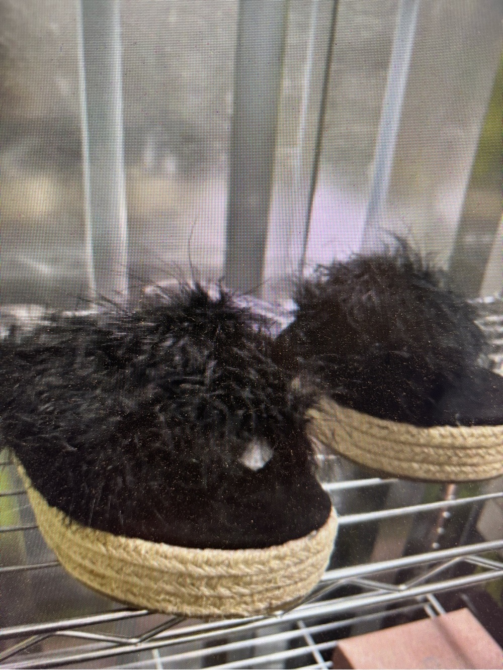 Cape Robbin Black Faux-Fur Espadrille Wedge Slides